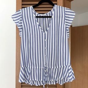 Rails Button Up Blouse | Blue White Stripes | Size S